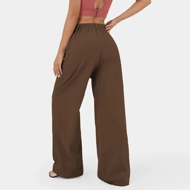 Women's High-Waist Straight-Leg Cotton Pants
